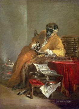 Funny Pets Painting - Jean Sim on Chardin The Monkey Antiquarian facetious humor pet